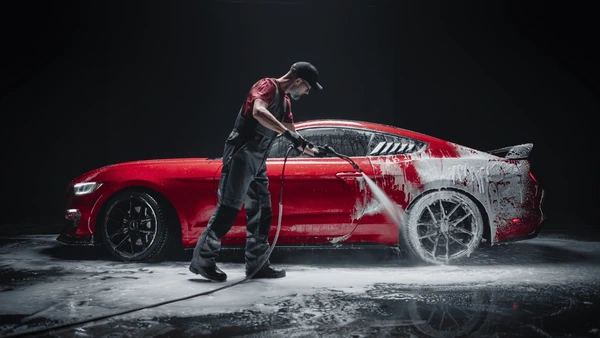 Man washing car